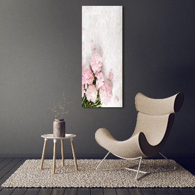 Tableau sur verre acrylique Pivoines marbrées