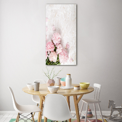 Tableau sur verre acrylique Pivoines marbrées