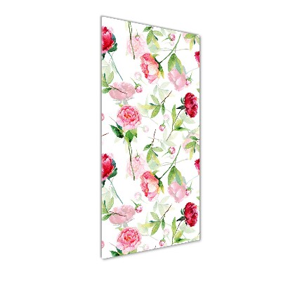 Tableau verre acrylique Roses et pivoines