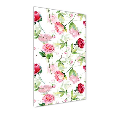 Tableau verre acrylique Roses et pivoines