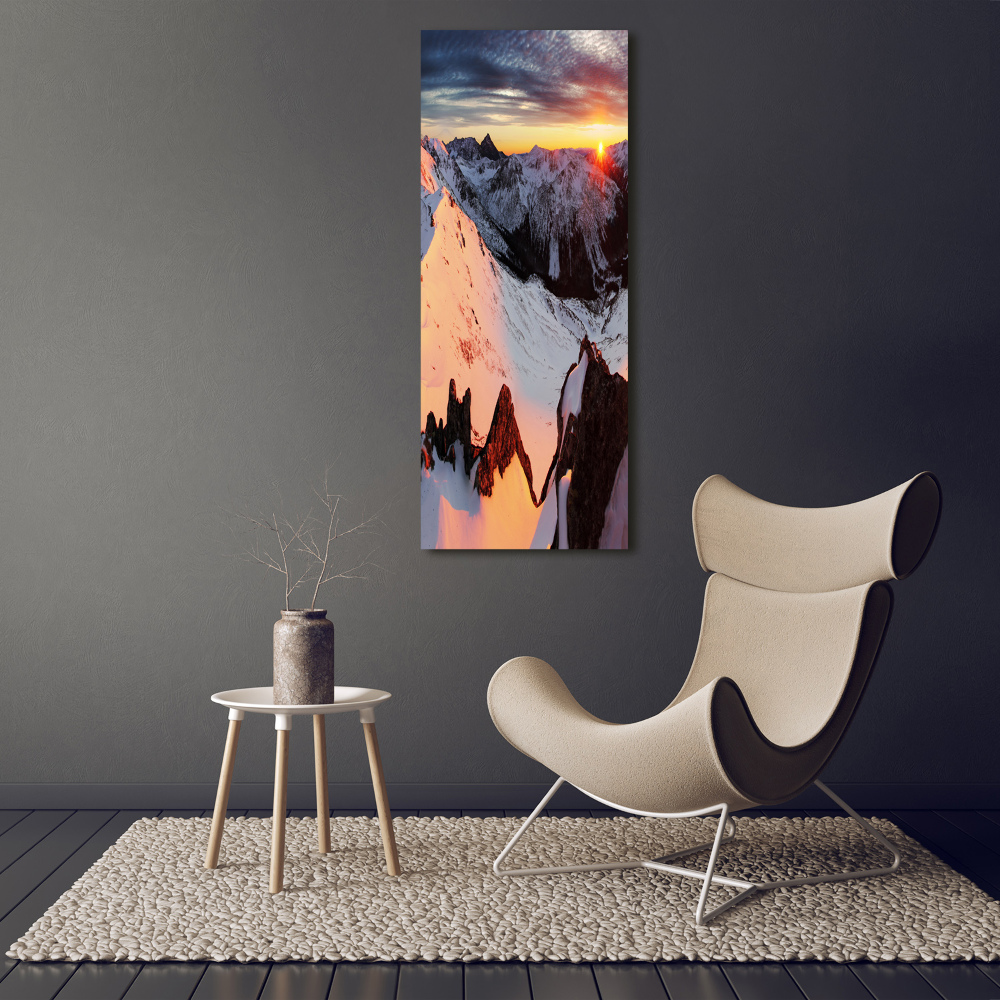 Tableau verre acrylique Montagnes en hiver