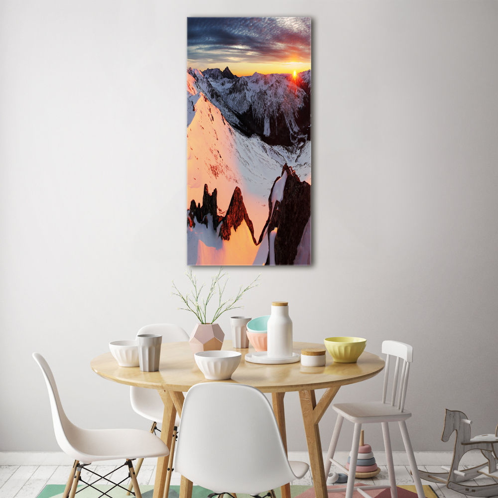 Tableau verre acrylique Montagnes en hiver