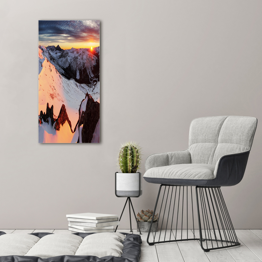 Tableau verre acrylique Montagnes en hiver