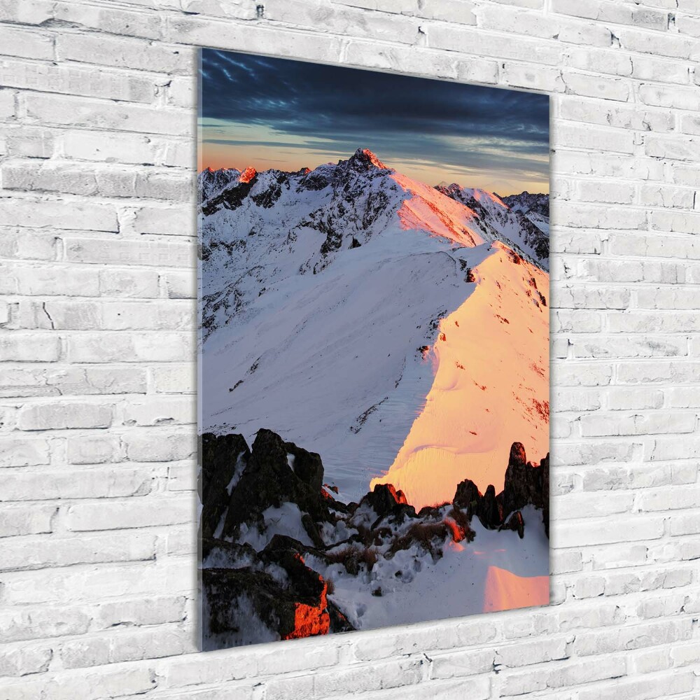 Tableau verre acrylique Montagnes en hiver