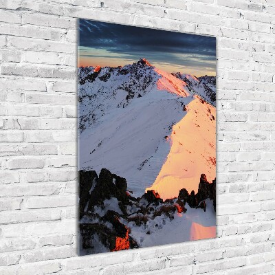 Tableau verre acrylique Montagnes en hiver