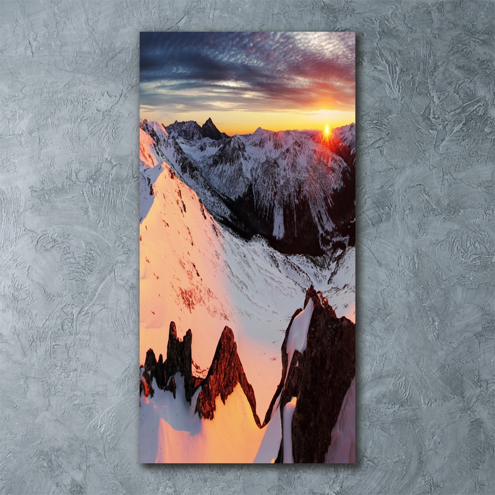 Tableau verre acrylique Montagnes en hiver