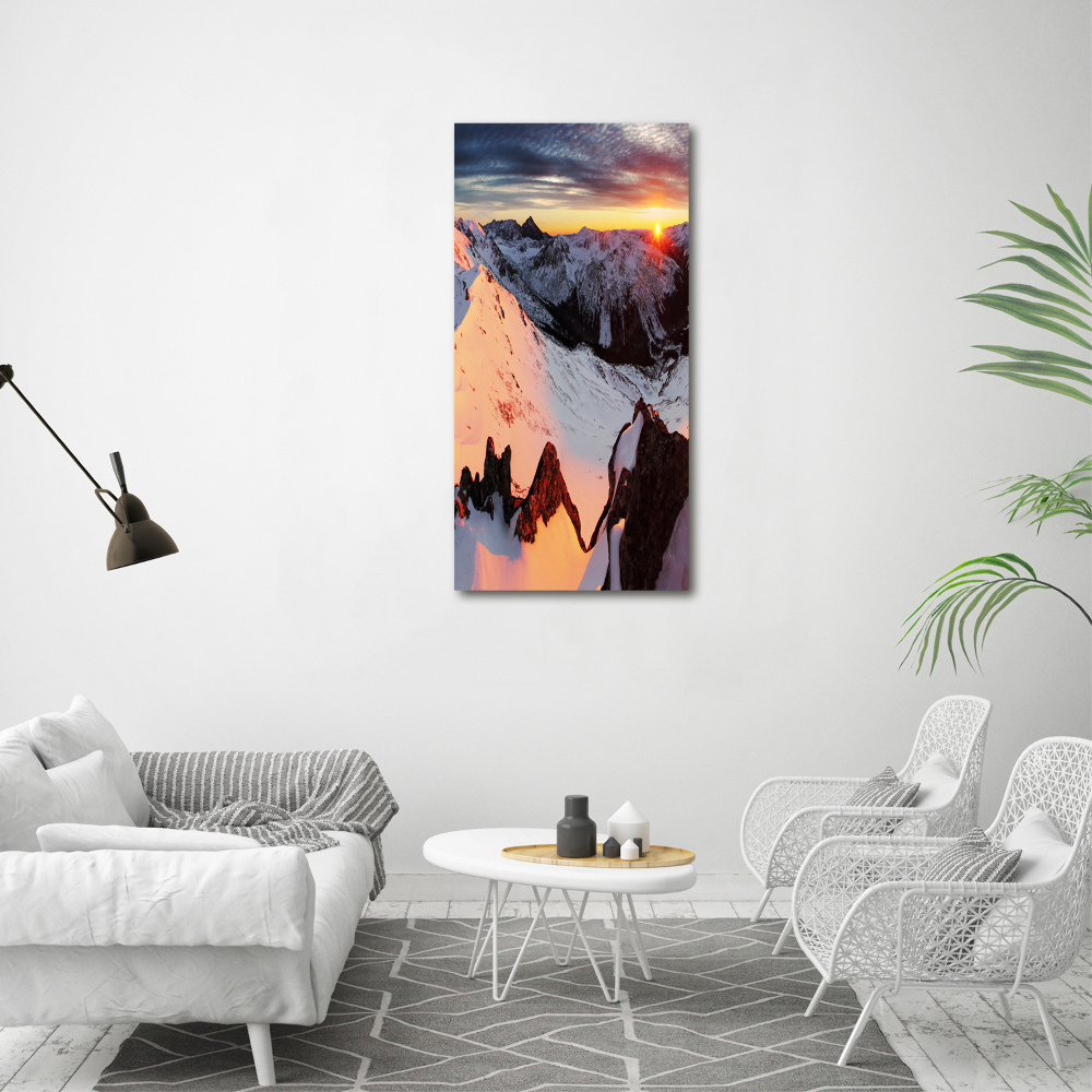 Tableau verre acrylique Montagnes en hiver