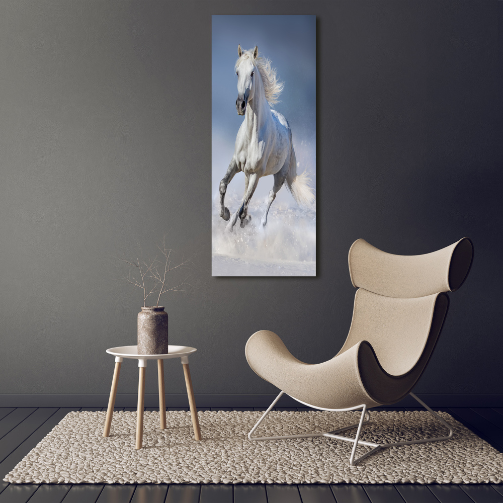 Tableau sur verre acrylique Cheval blanc au galop