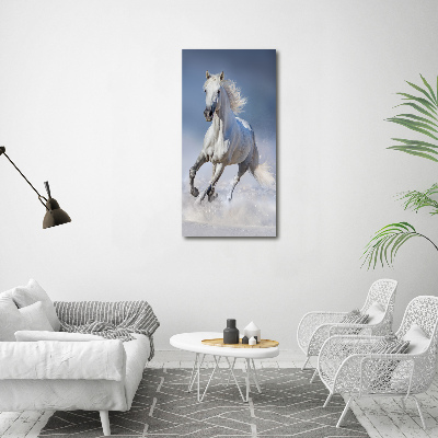 Tableau sur verre acrylique Cheval blanc au galop