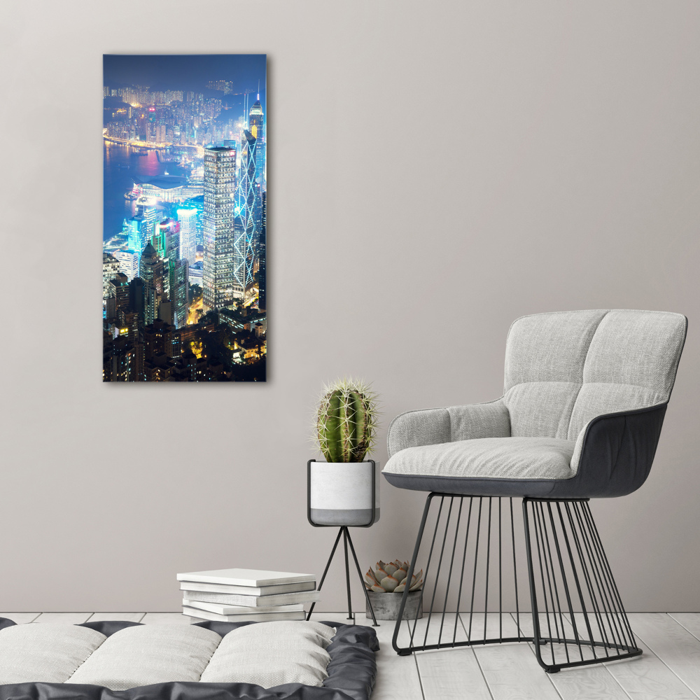 Acrylique tableau Hong Kong de nuit