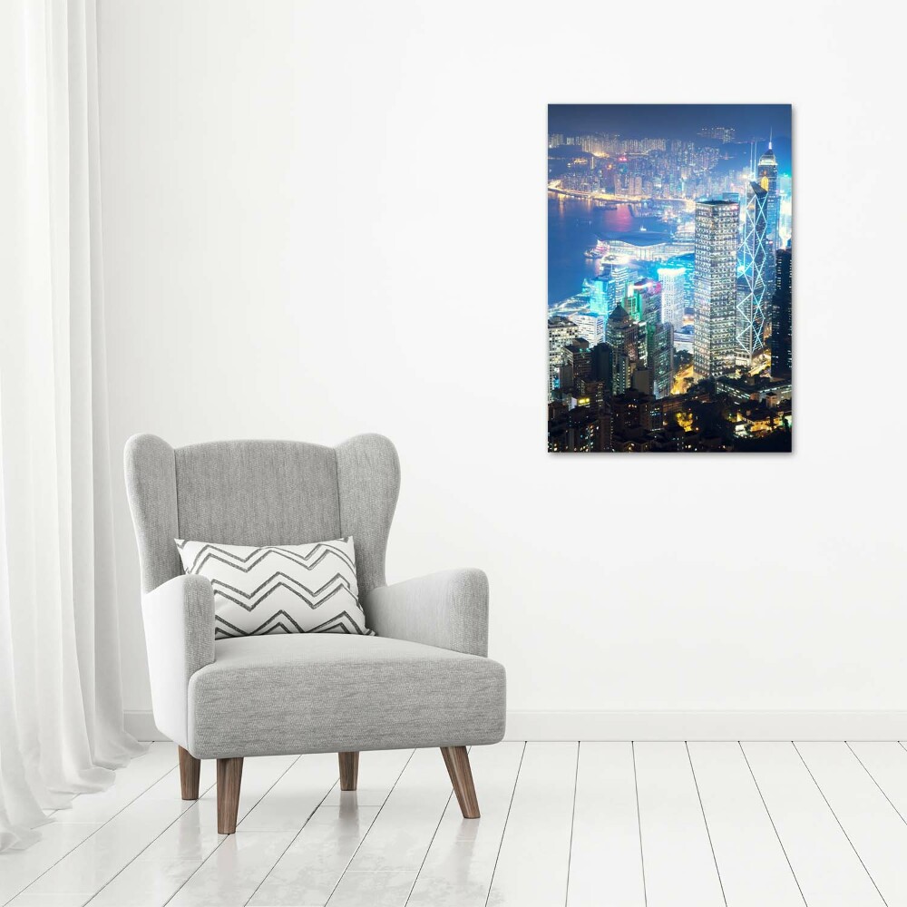 Acrylique tableau Hong Kong de nuit