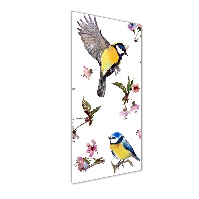 Acrylique tableau Oiseaux et fleurs