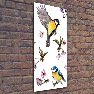 Acrylique tableau Oiseaux et fleurs