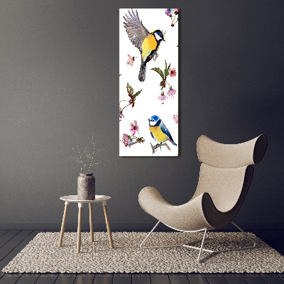 Acrylique tableau Oiseaux et fleurs