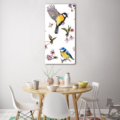 Acrylique tableau Oiseaux et fleurs