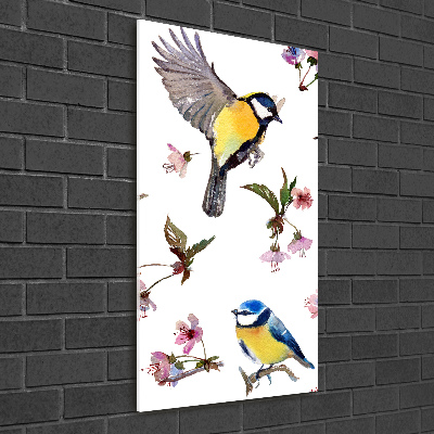 Acrylique tableau Oiseaux et fleurs