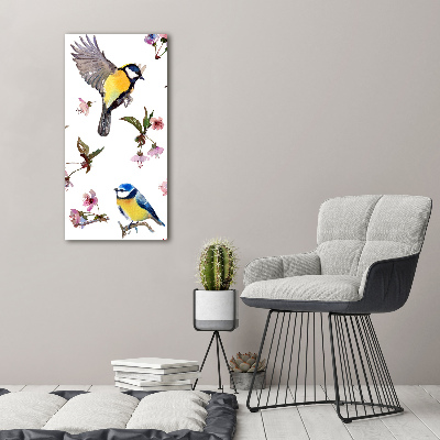 Acrylique tableau Oiseaux et fleurs