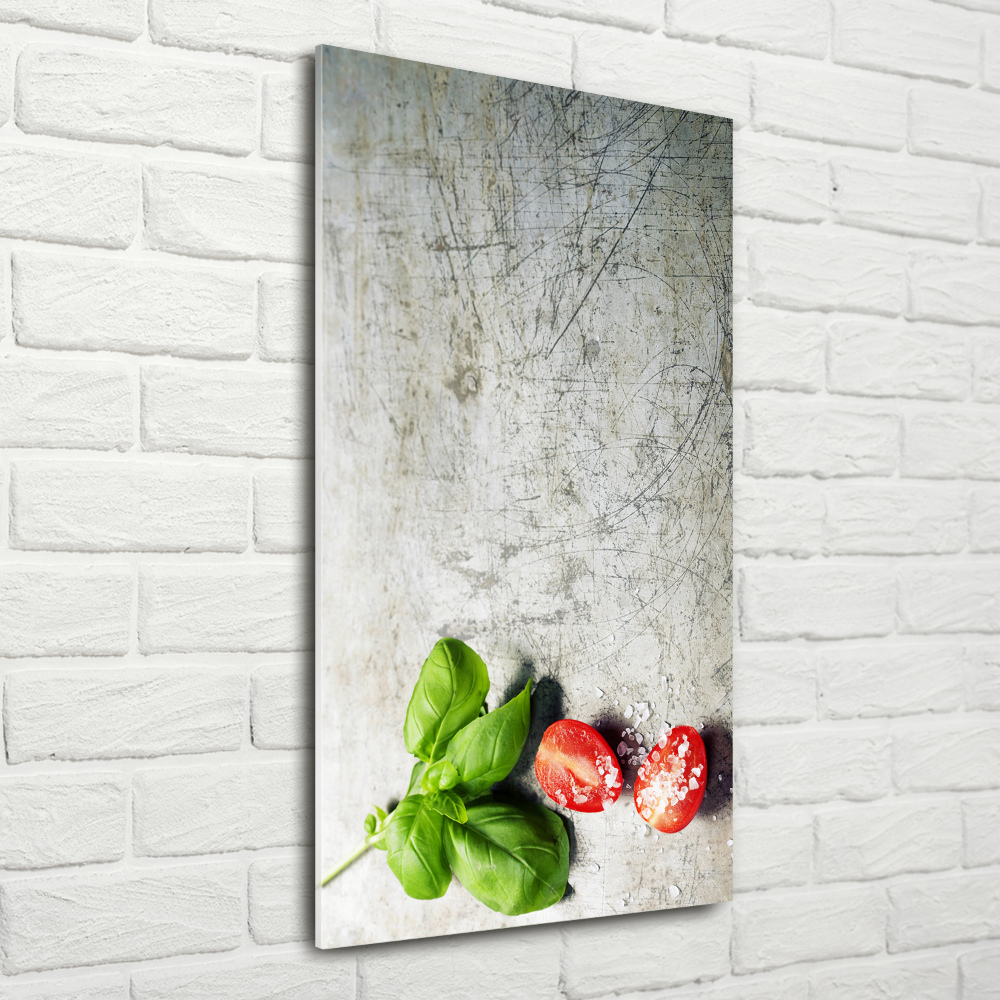 Tableau verre acrylique Tomates et basilic