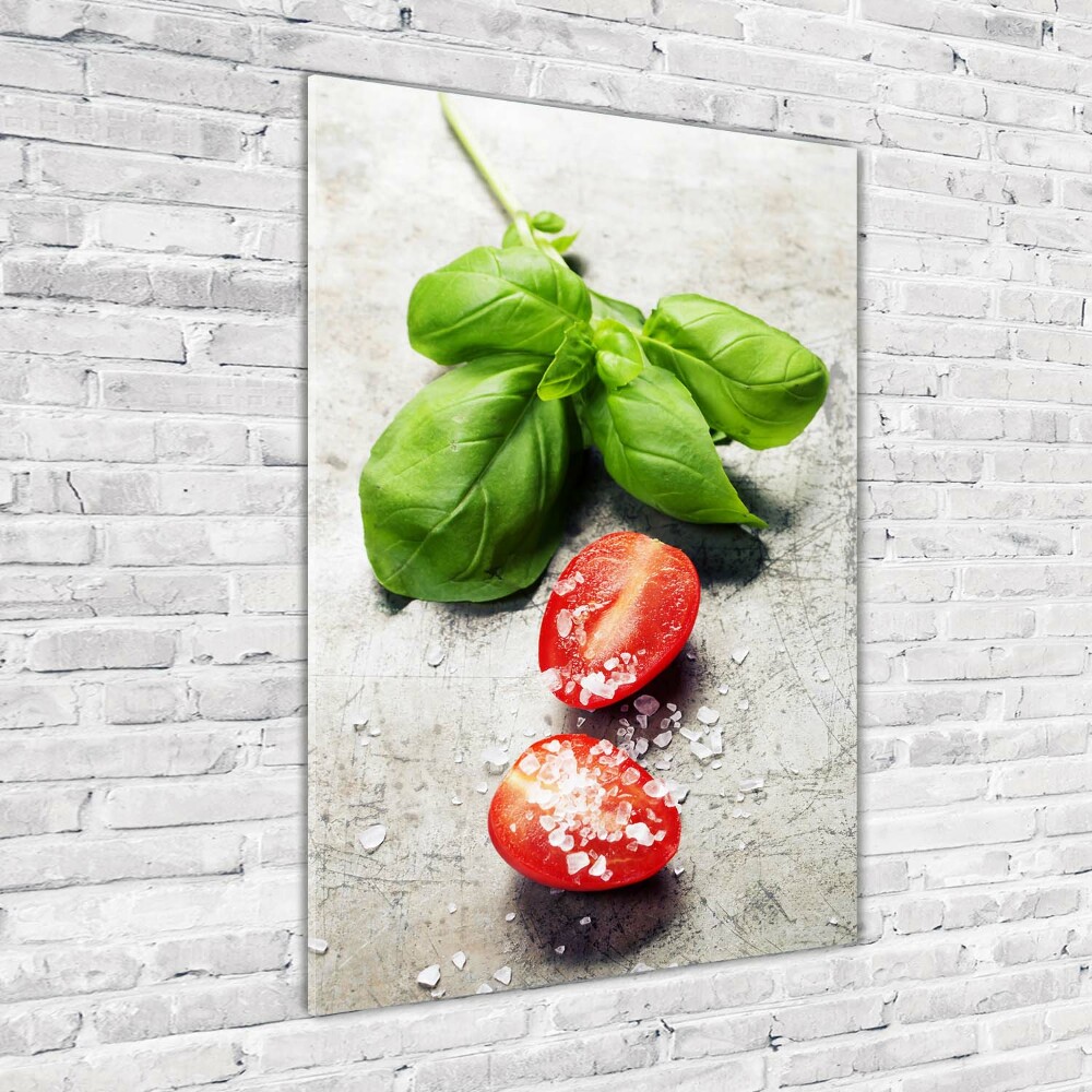 Tableau verre acrylique Tomates et basilic