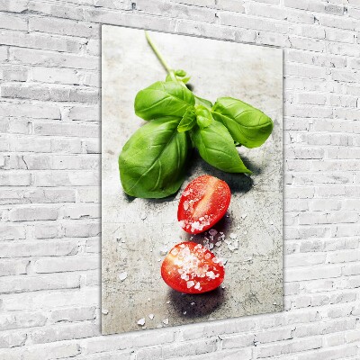 Tableau verre acrylique Tomates et basilic