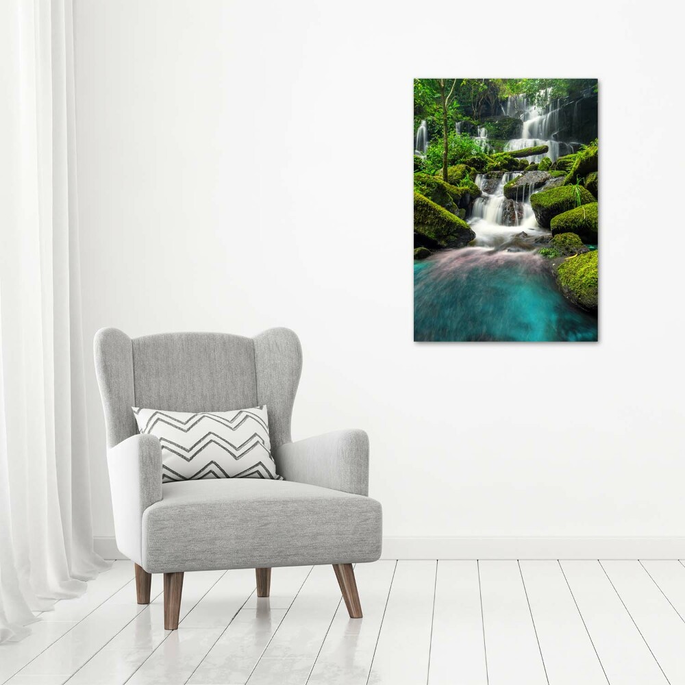 Tableau verre acrylique Chute d'eau dans la jungle