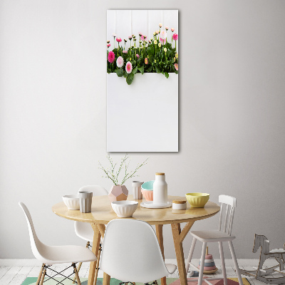 Tableau sur verre acrylique Marguerites roses