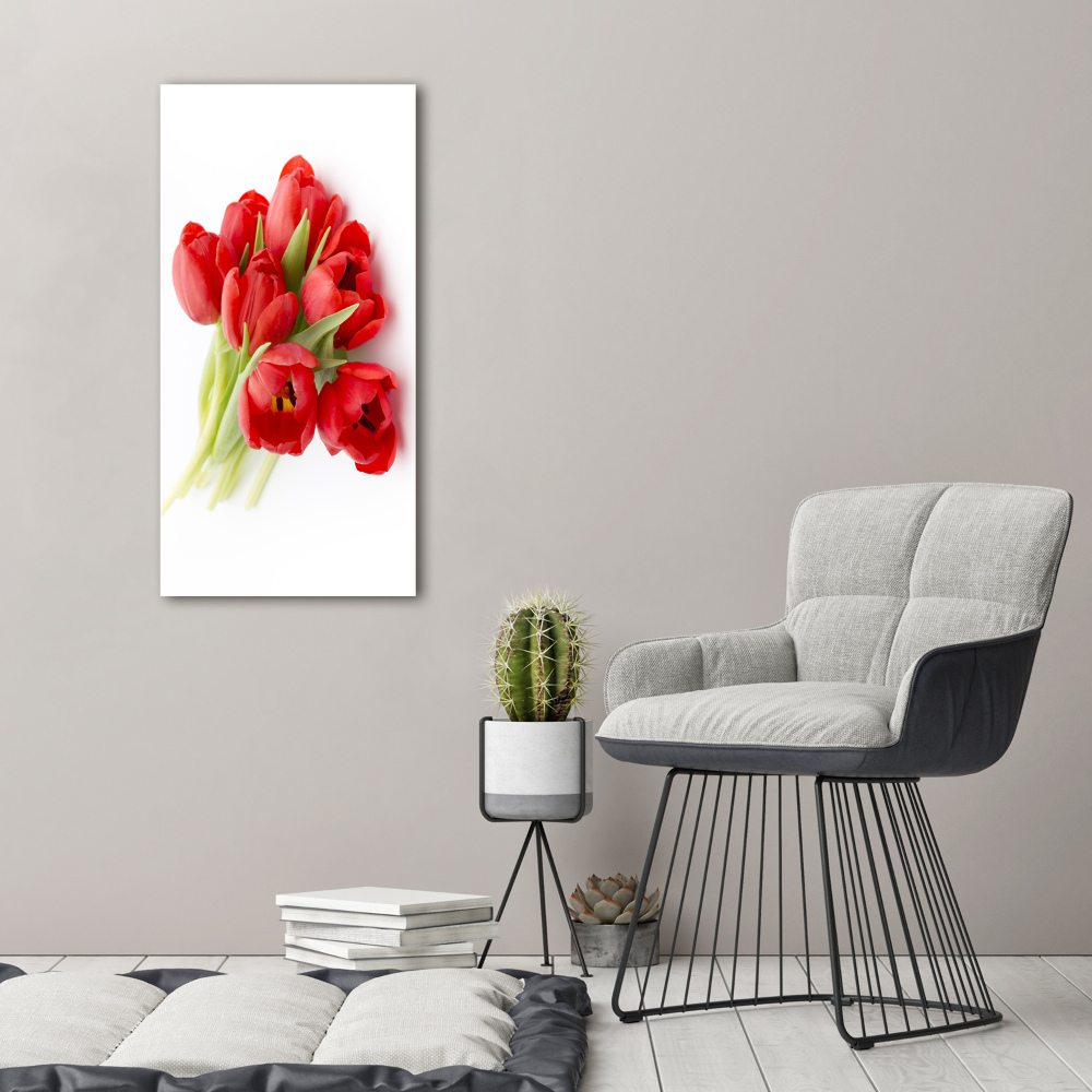 Tableau verre acrylique Tulipes rouges