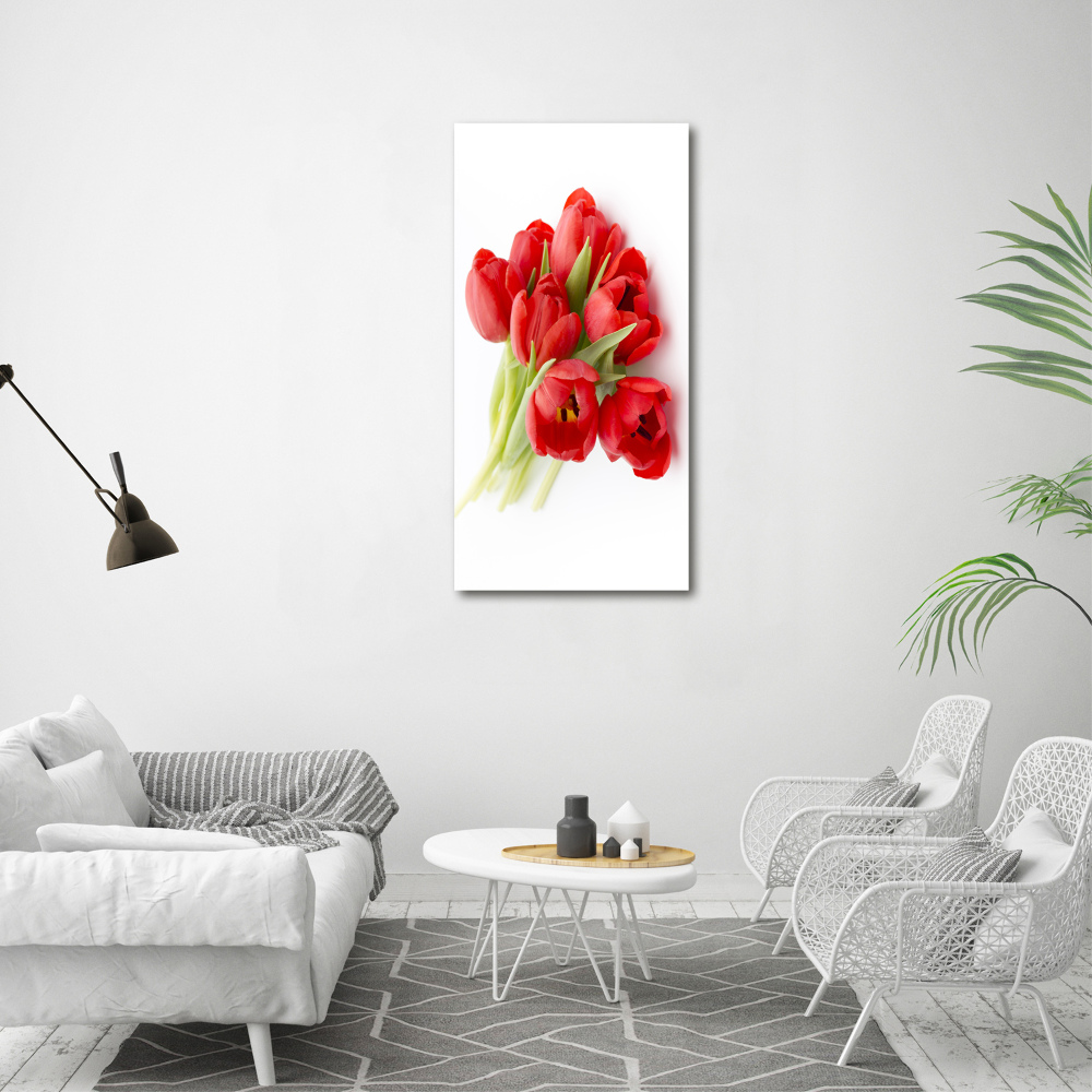 Tableau verre acrylique Tulipes rouges