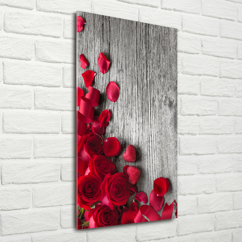 Tableau verre acrylique Roses rouges