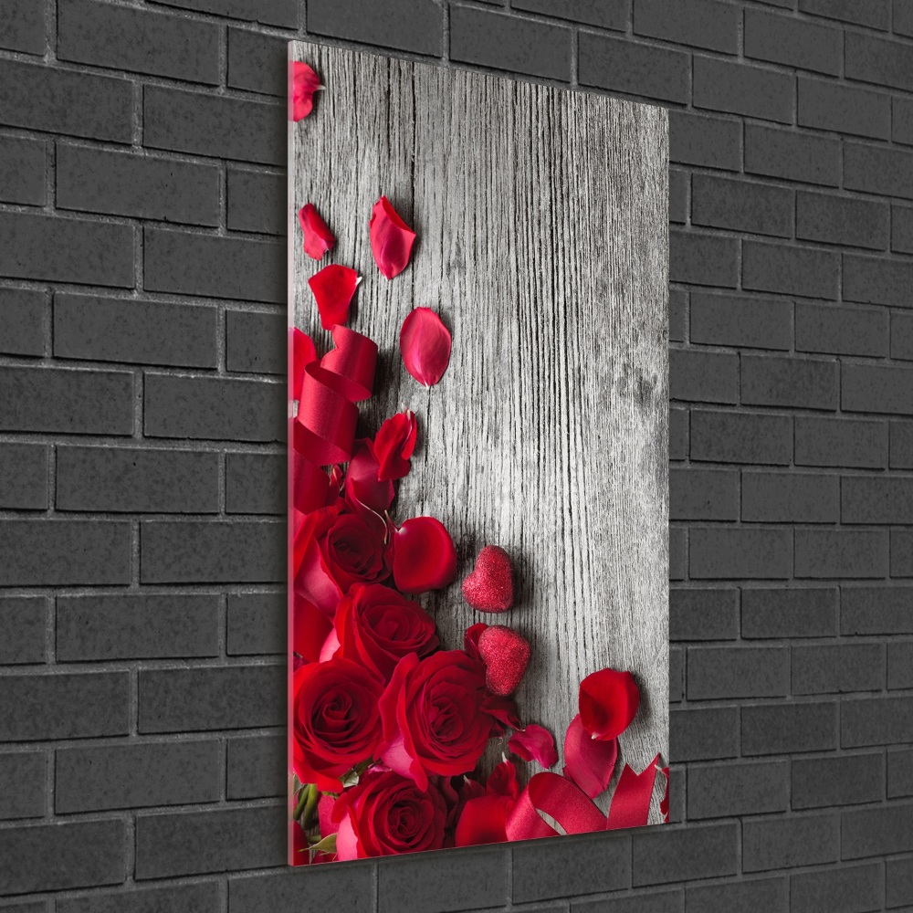 Tableau verre acrylique Roses rouges