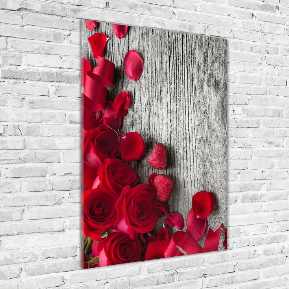 Tableau verre acrylique Roses rouges