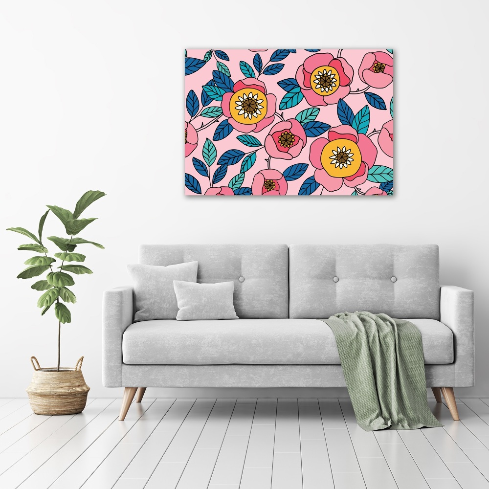 Tableau photo sur toile Fleurs roses