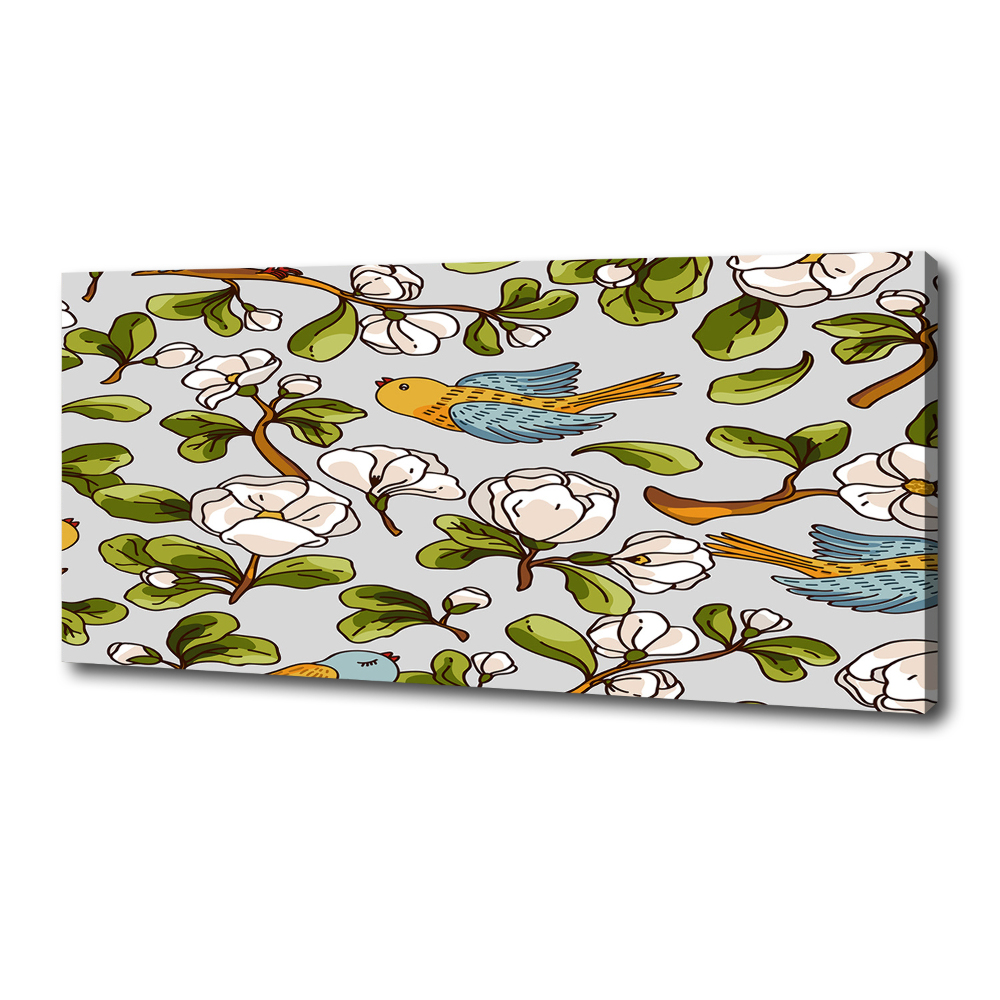 Tableau mural sur toile Oiseaux et fleurs