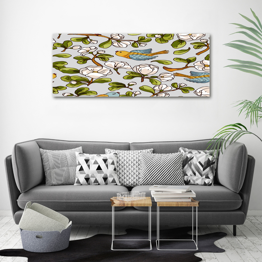 Tableau mural sur toile Oiseaux et fleurs