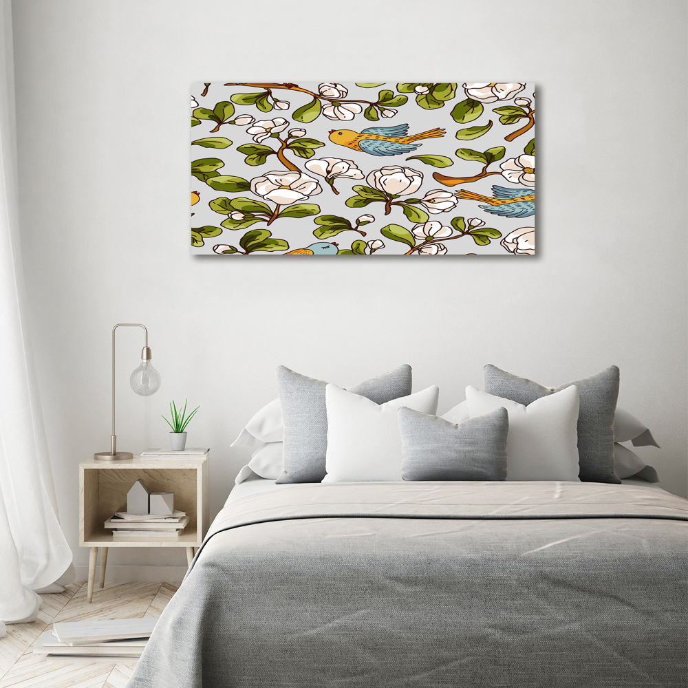 Tableau mural sur toile Oiseaux et fleurs