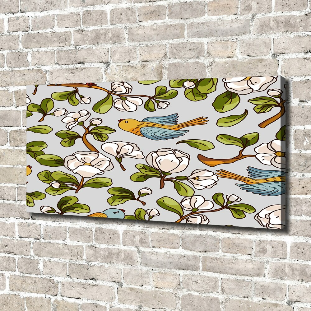 Tableau mural sur toile Oiseaux et fleurs