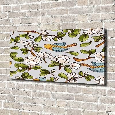 Tableau mural sur toile Oiseaux et fleurs