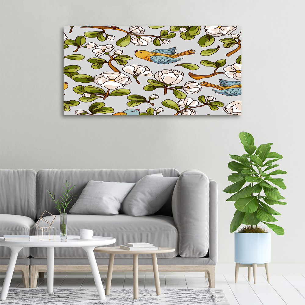 Tableau mural sur toile Oiseaux et fleurs