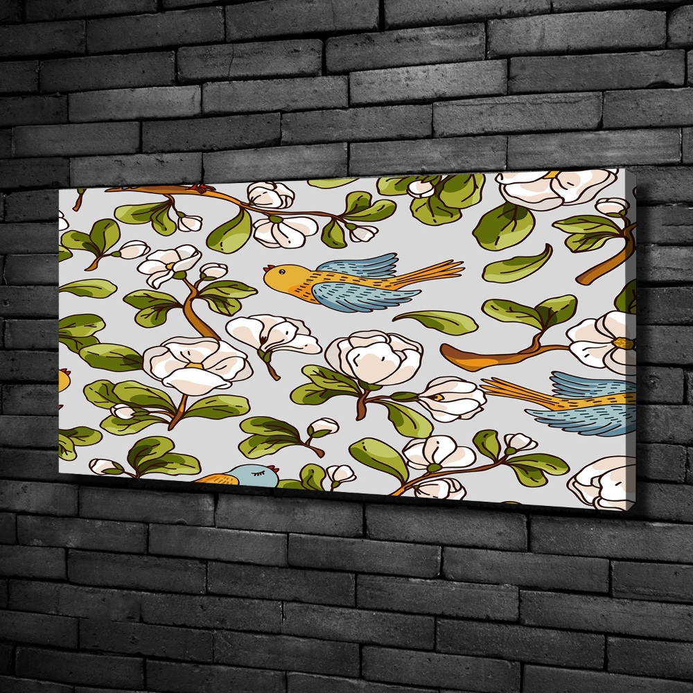 Tableau mural sur toile Oiseaux et fleurs