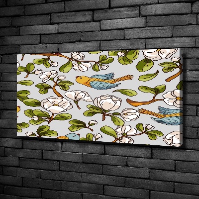 Tableau mural sur toile Oiseaux et fleurs