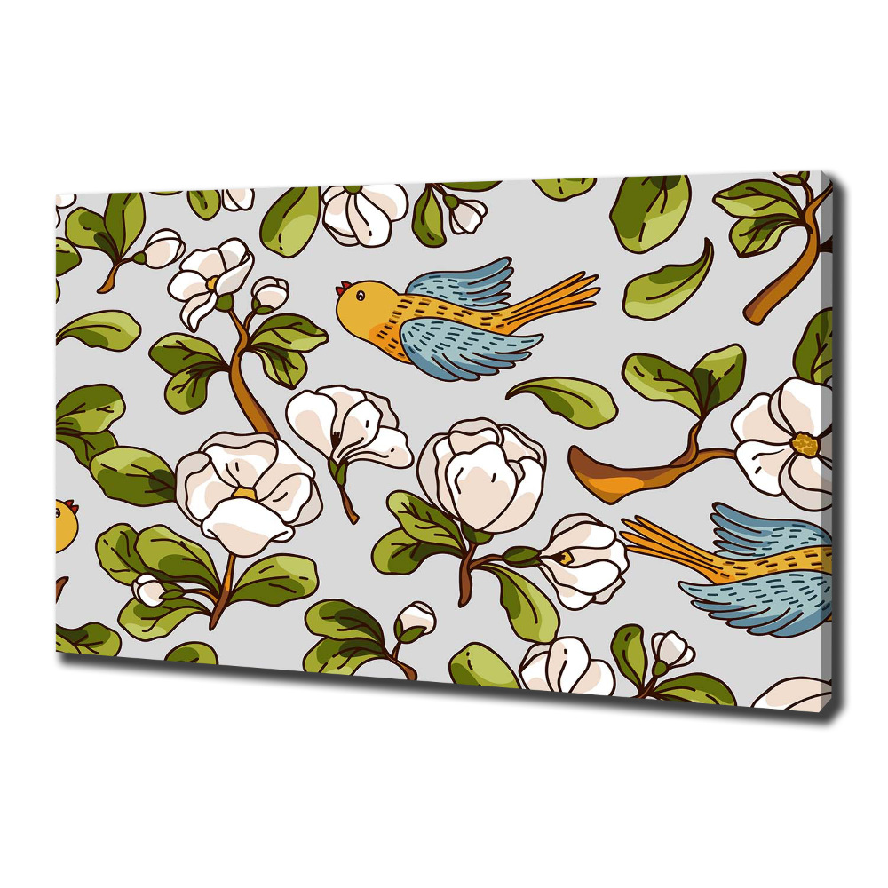 Tableau mural sur toile Oiseaux et fleurs