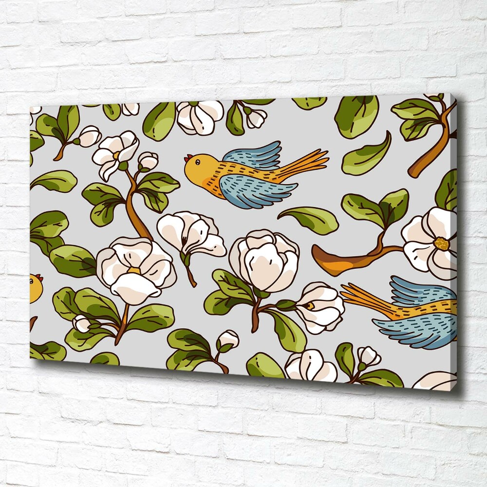 Tableau mural sur toile Oiseaux et fleurs