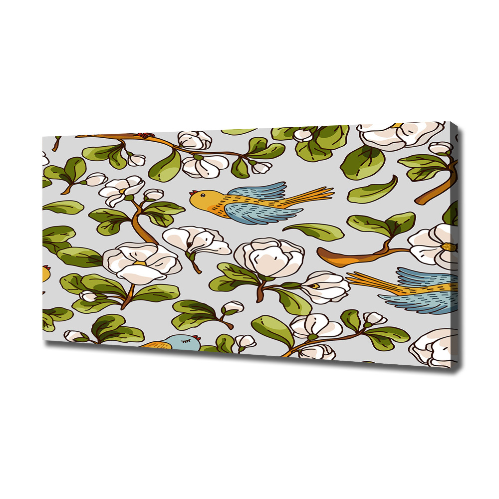 Tableau mural sur toile Oiseaux et fleurs