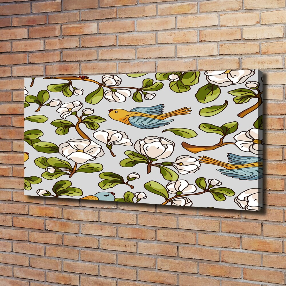 Tableau mural sur toile Oiseaux et fleurs