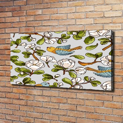 Tableau mural sur toile Oiseaux et fleurs