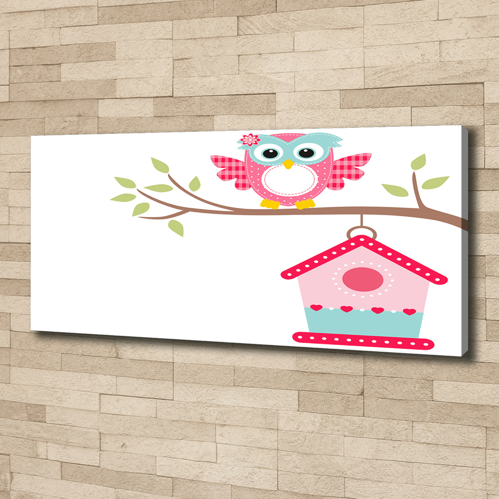 Tableau toile imprimée Hibou sur une branche