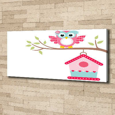 Tableau toile imprimée Hibou sur une branche