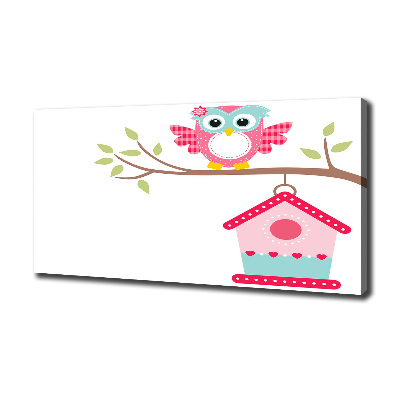 Tableau toile imprimée Hibou sur une branche