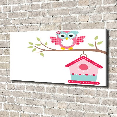 Tableau toile imprimée Hibou sur une branche