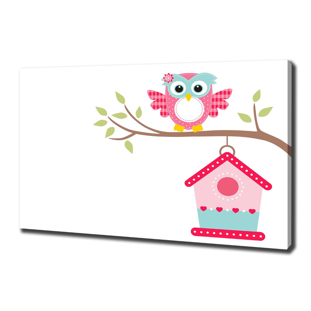 Tableau toile imprimée Hibou sur une branche